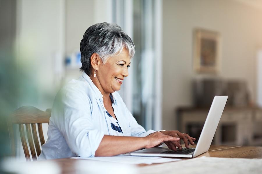 Elder woman on computer